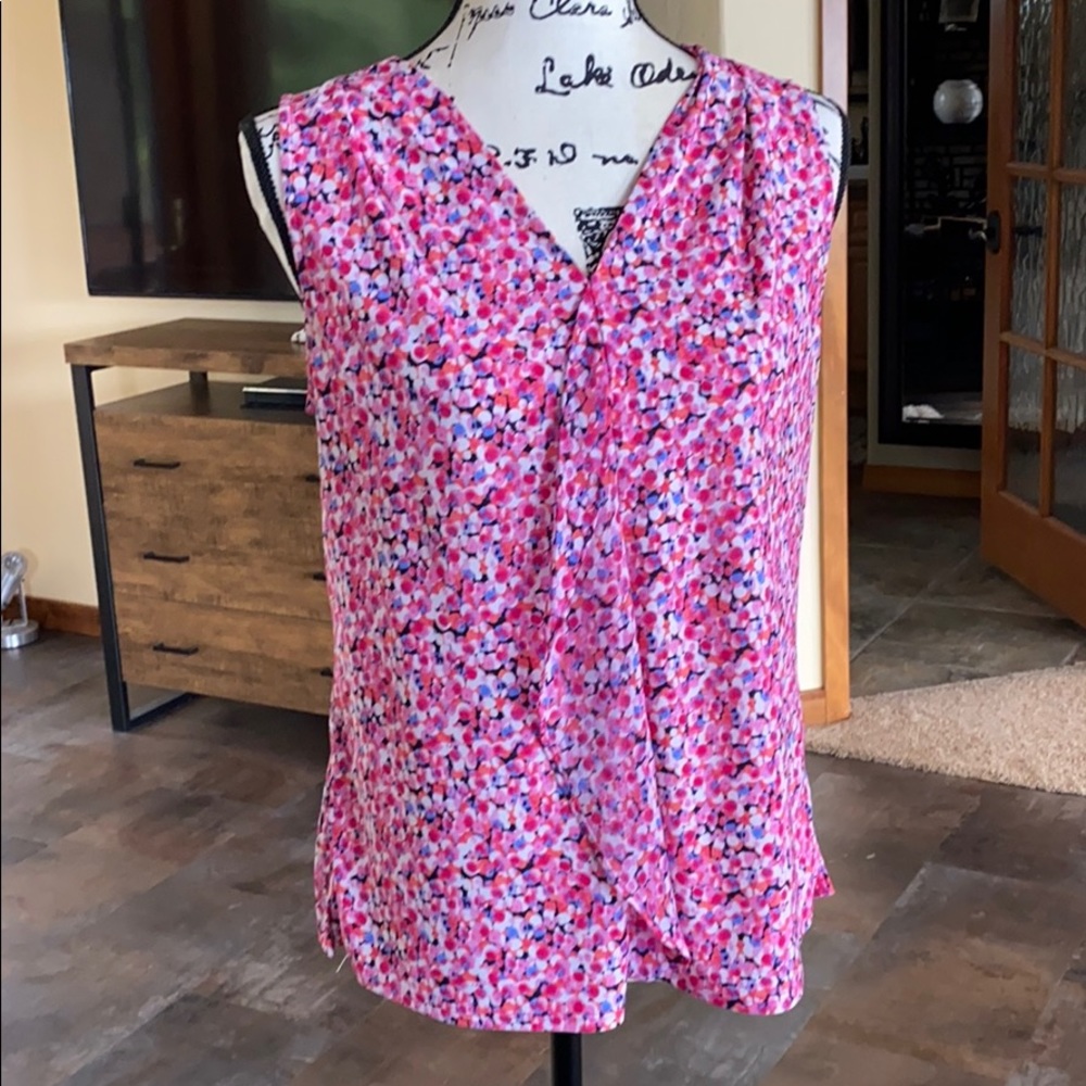 Roz and Ali Business Casual Pink Patterned Blouse